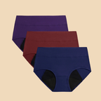 3 Pack - Full Coverage Antileakage Women's Underwear - Mixed Berry Color