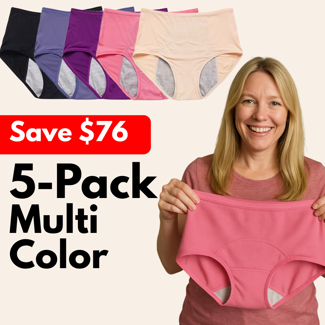 5 Pack Leak Proof Incontinence Panties - Multi Color