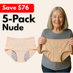 5 Pack Leak Proof Incontinence Panties - Nude