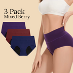 3 Pack - Full Coverage Antileakage Women's Underwear - Mixed Berry Color
